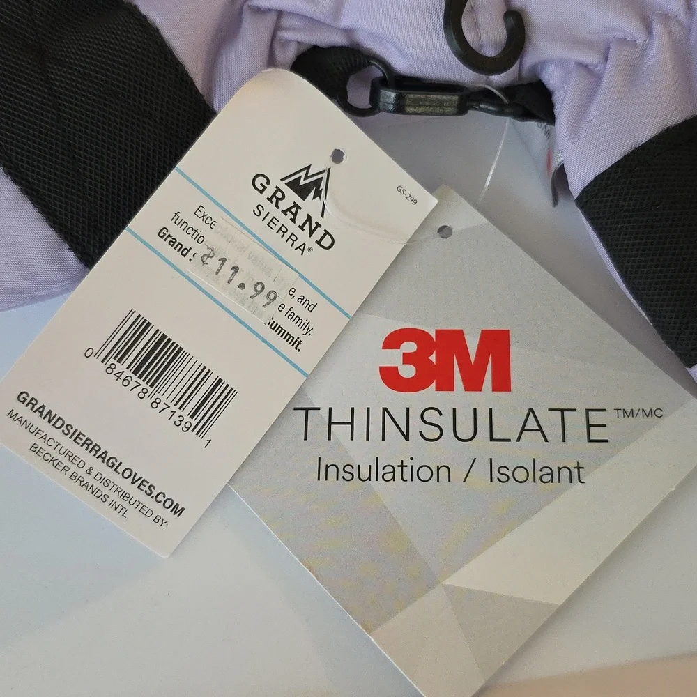 3M Thinsulate Light Purple Mittens with Black Straps Infant 0-1